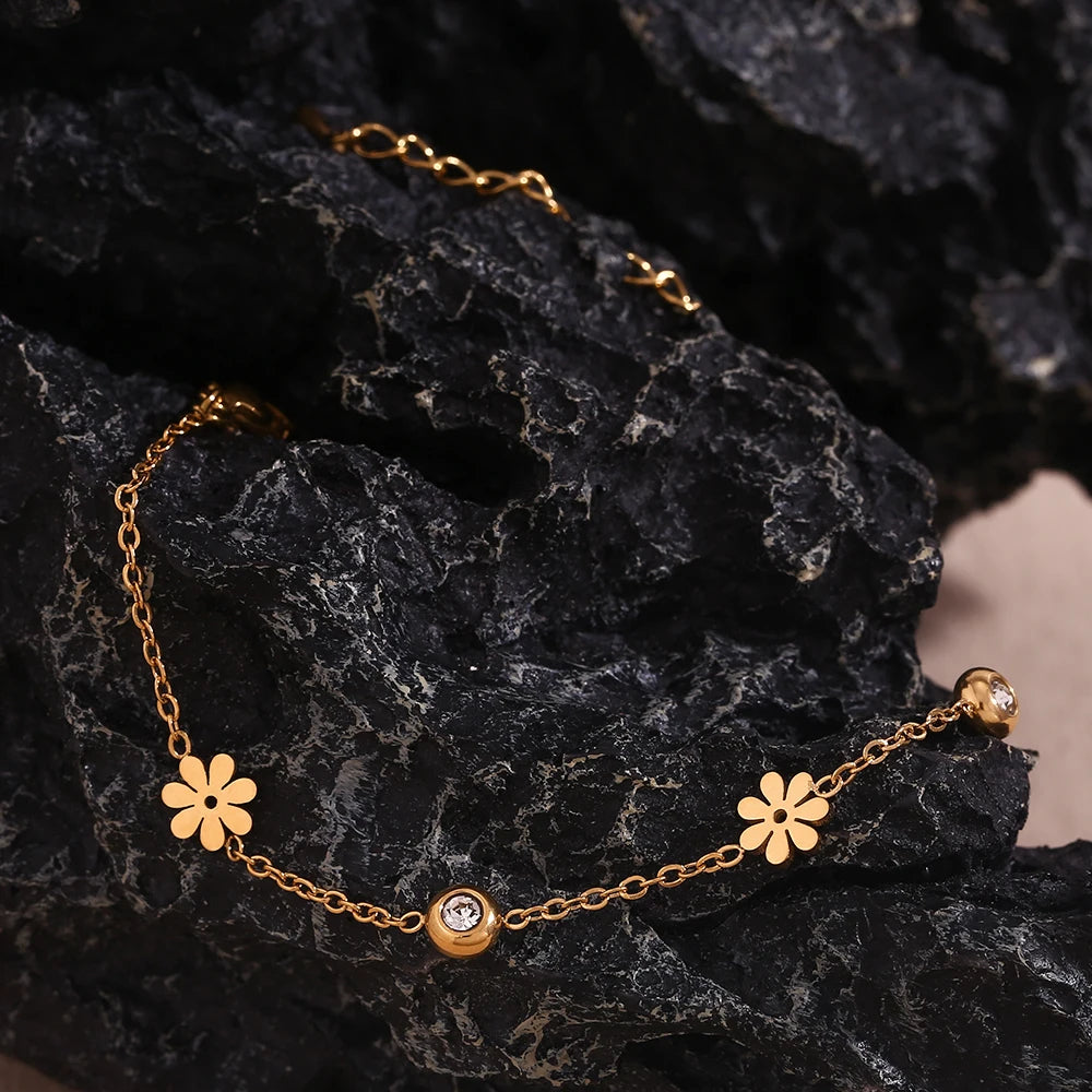 The Dainty Blossom Gold Chain Bracelet by Vexa - Bracelet - Vexa