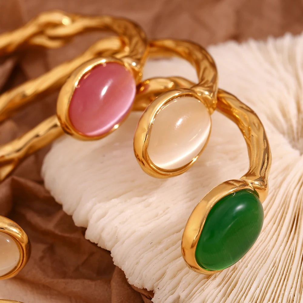 The Terra Natural Stone Open Cuff Bracelet by Vexa - Bracelet - Vexa