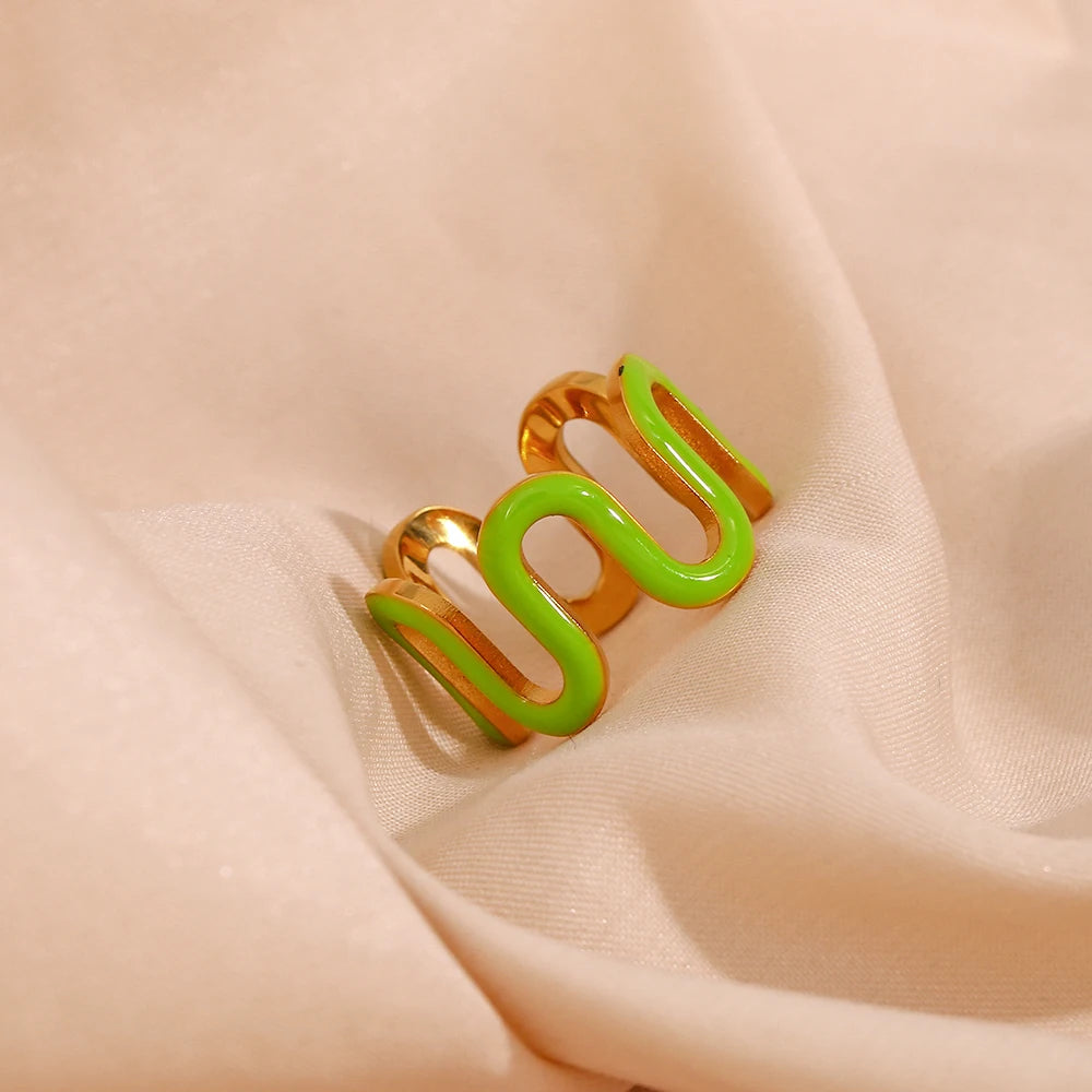 The Chroma Wave Y2K Enamel Ring by Vexa - RING - Vexa - 8 - Green