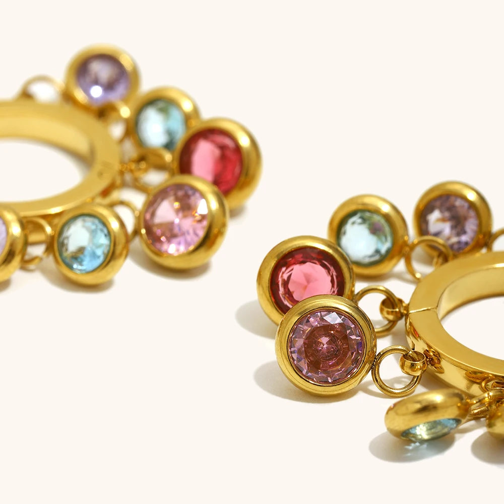 The Prism Zircon Charm Hoop Earrings by Vexa - Earring - Vexa