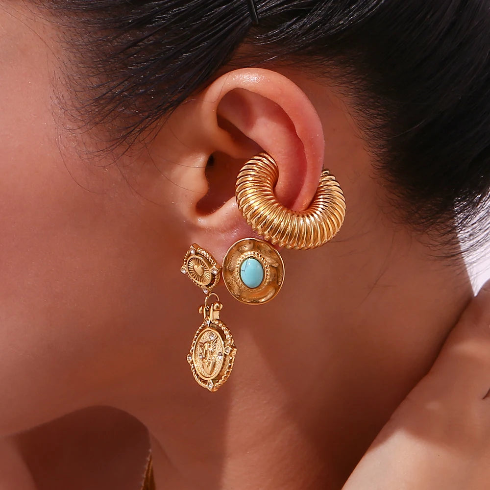 The Seraphina Angel Heart Coin Drop Earrings by Vexa - Earring - Vexa
