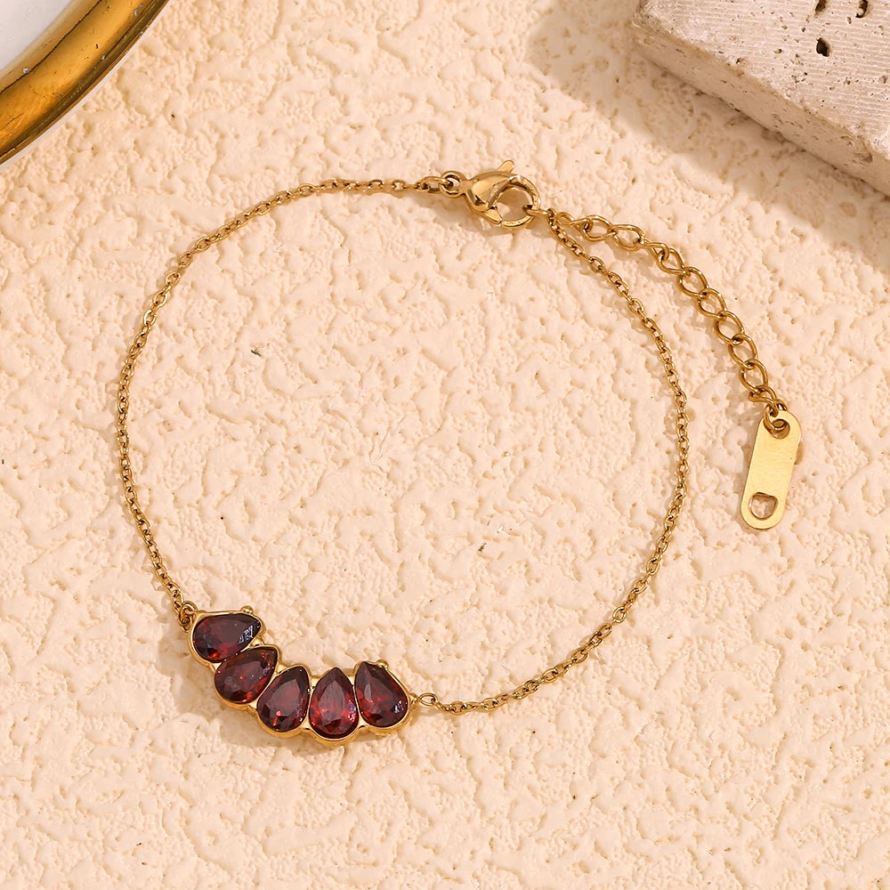 The Scarlet Drop Vintage Gold Bracelet by Vexa - Bracelet - Vexa