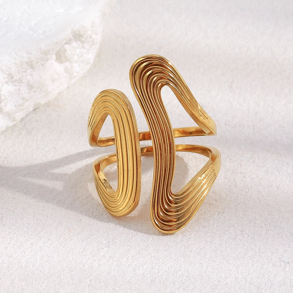 The Cleo Geometric Line Opening Ring by Vexa - RING - Vexa