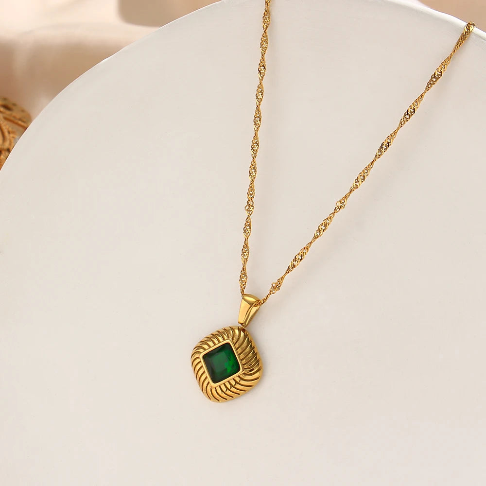 The Sovereign Square Texture Zircon Necklace by Vexa - necklace - Vexa