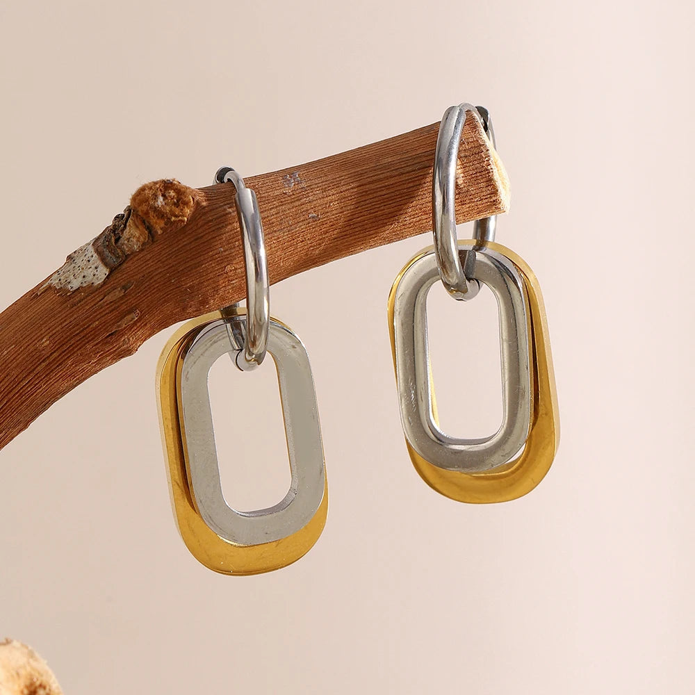 The Cosmos Two - Tone Geometric Hoop Earrings by Vexa - Earring - Vexa
