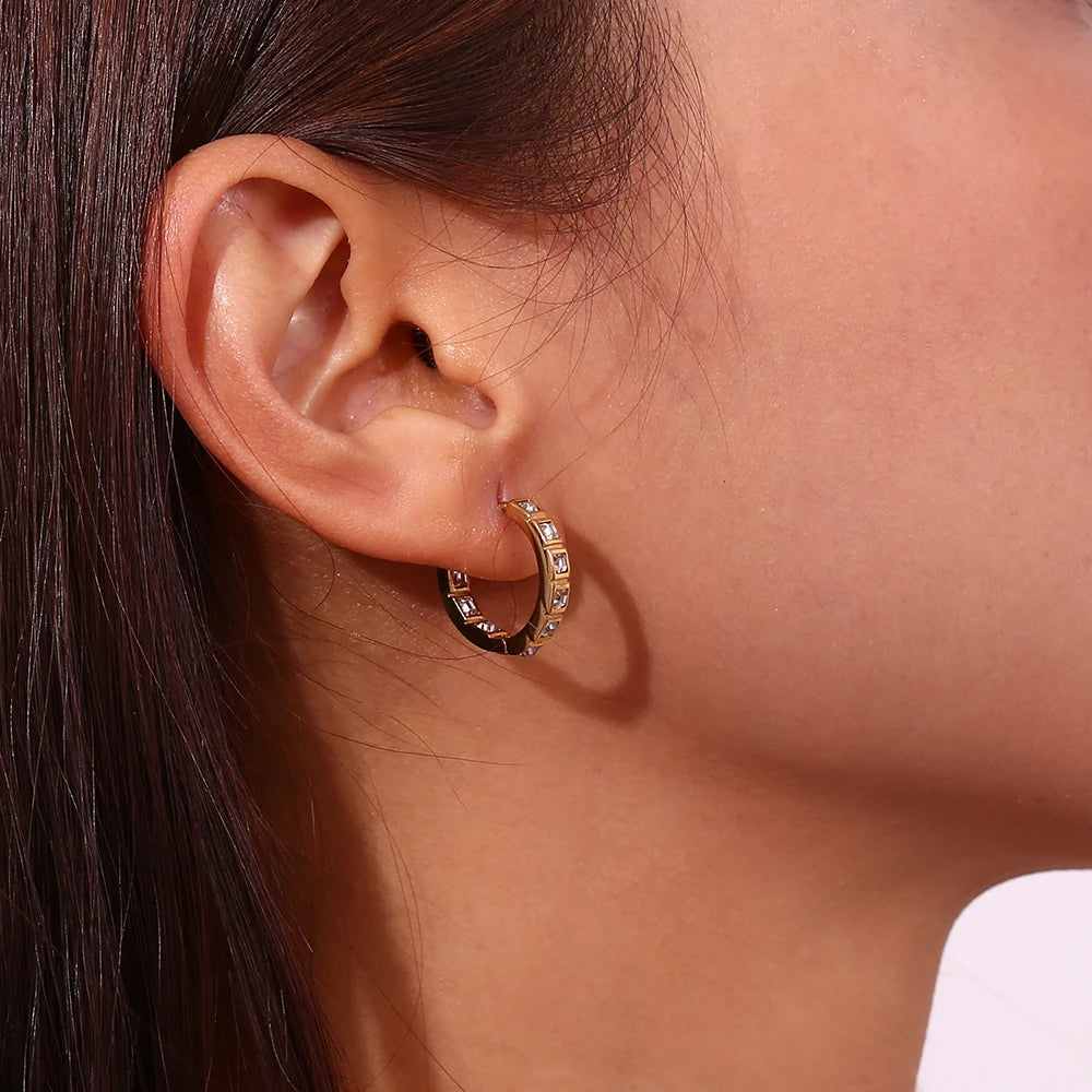 The Stella Zircon Hoop Earrings by Vexa - Earring - Vexa