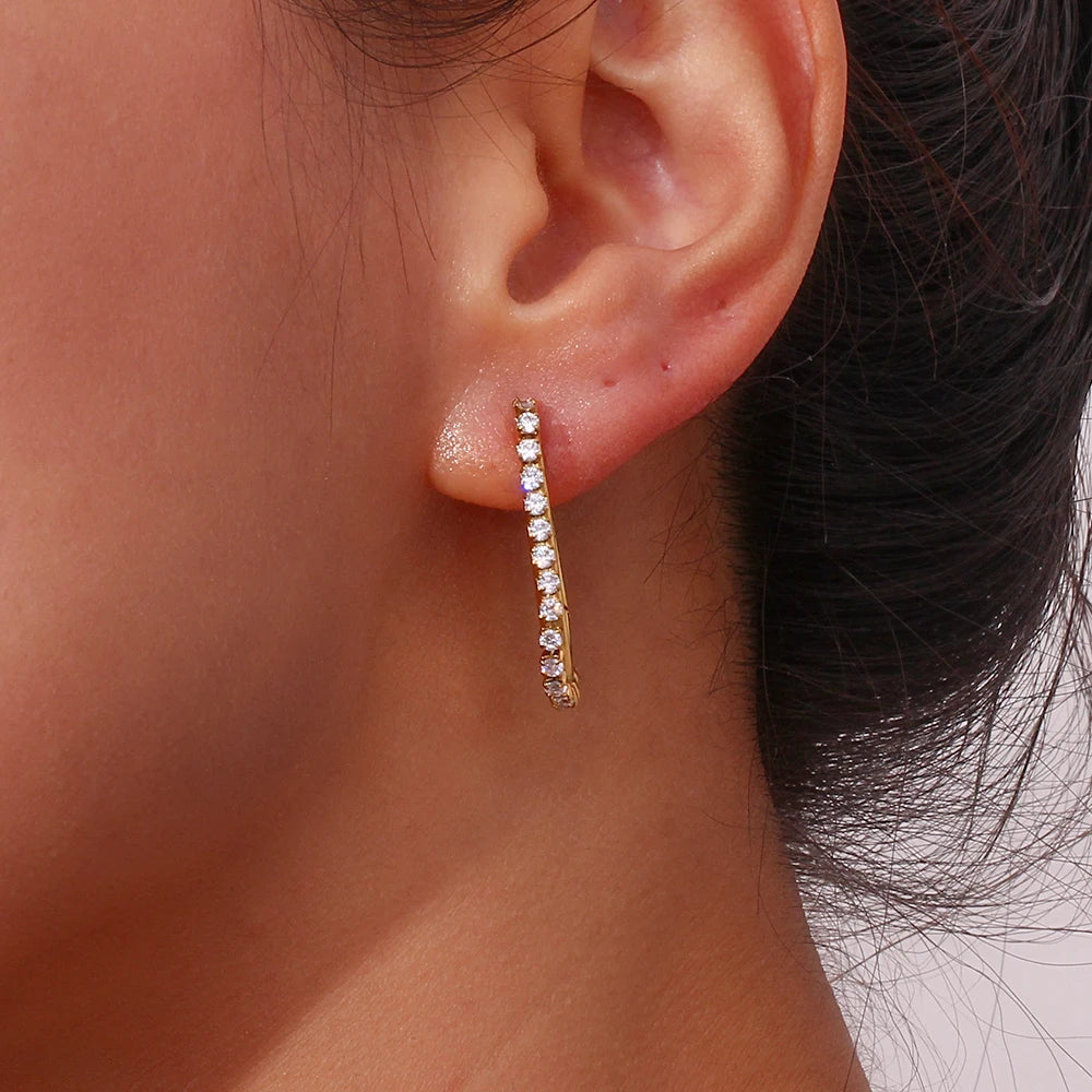 The Stella U - Shaped Zircon Hoop Earrings by Vexa - Earring - Vexa