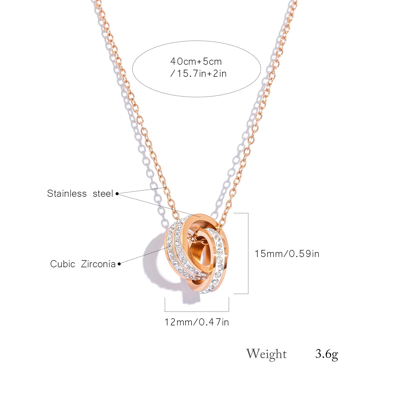 The Radiant Interlocking Double Ring Necklace by Vexa - necklace - Vexa
