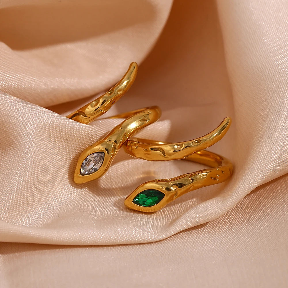 The Viper Gemstone Wrap Snake Ring by Vexa - RING - Vexa