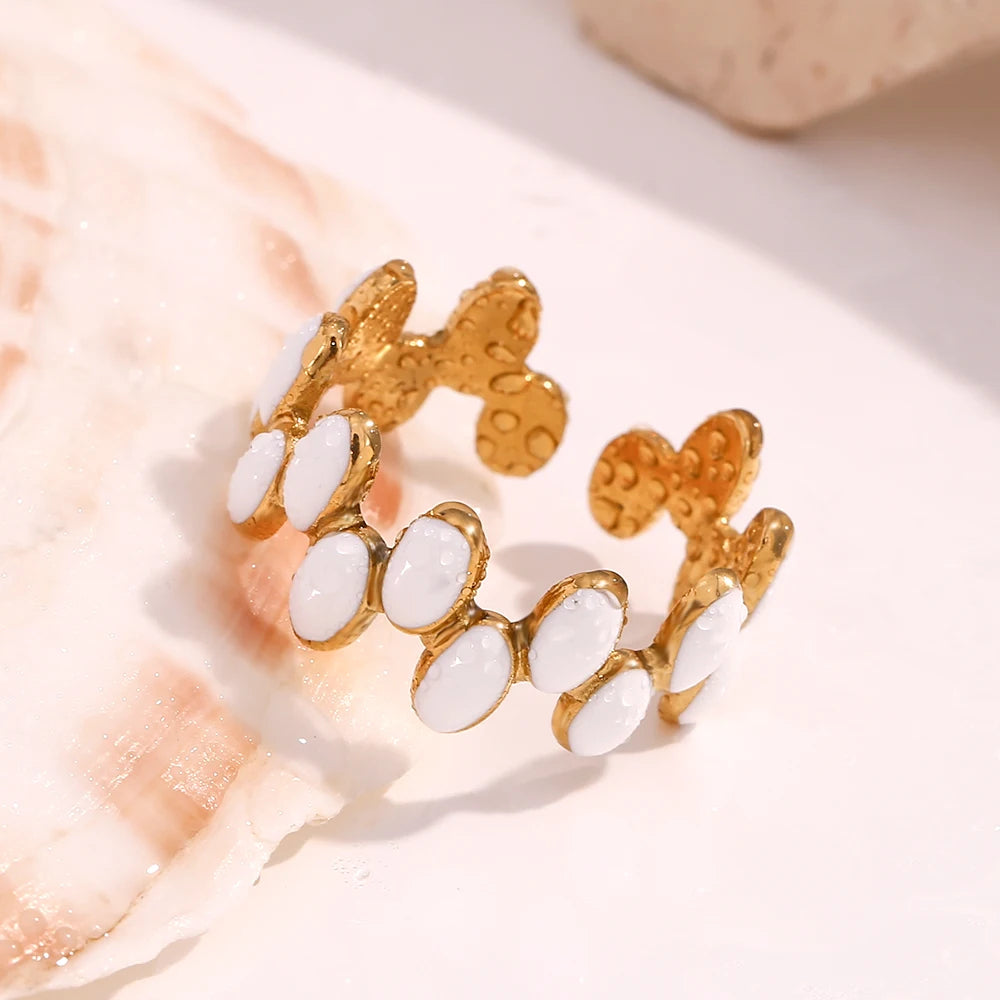 The Livia Enamel Double Row Oval Ring by Vexa - RING - Vexa