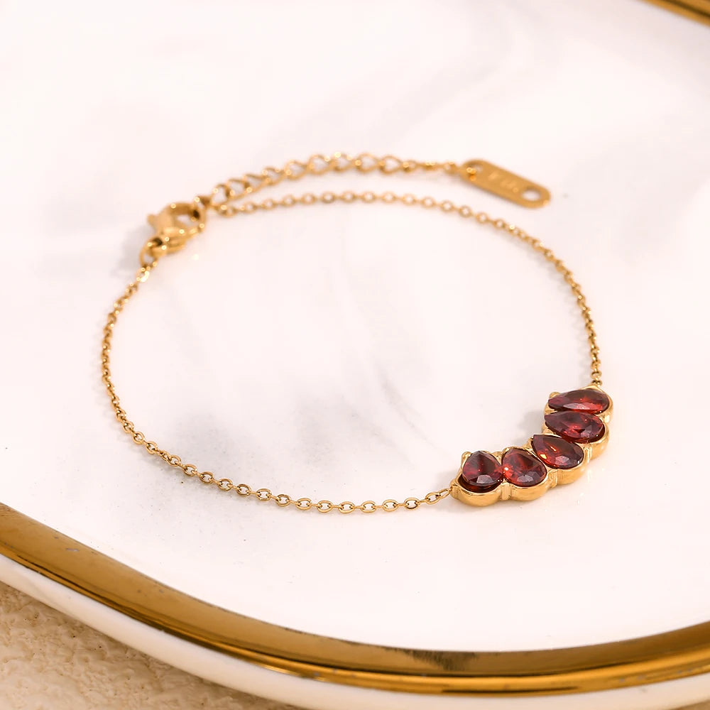 The Scarlet Drop Vintage Gold Bracelet by Vexa - Bracelet - Vexa