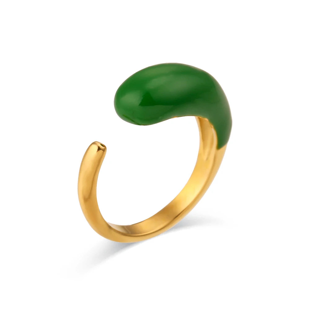 The Chroma Teardrop Enamel Ring by Vexa - RING - Vexa - Green