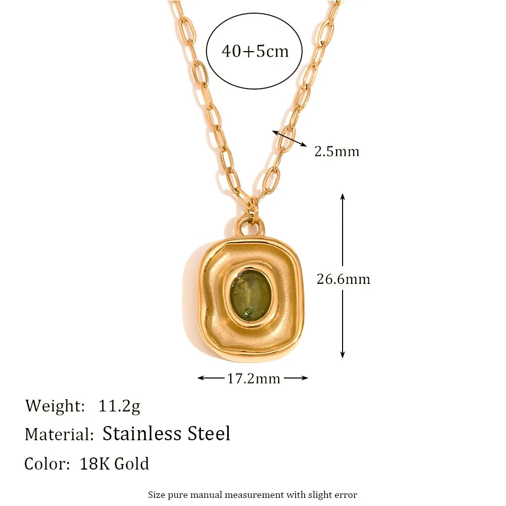 The Emerald Echo Retro Irregular Pendant Necklace by Vexa - necklace - Vexa