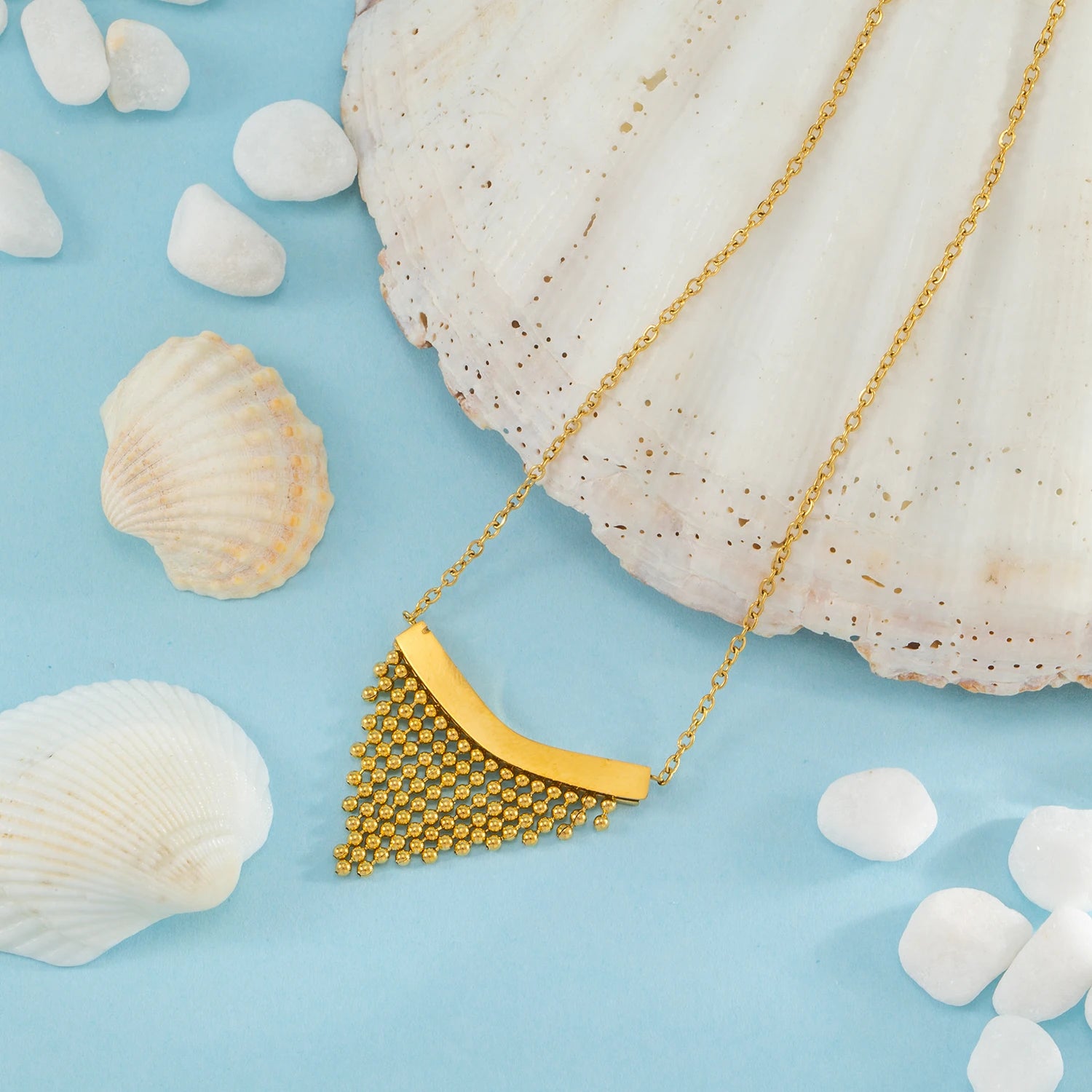 The Elegant Gold Beaded Tassel Necklace by Vexa - necklace - Vexa