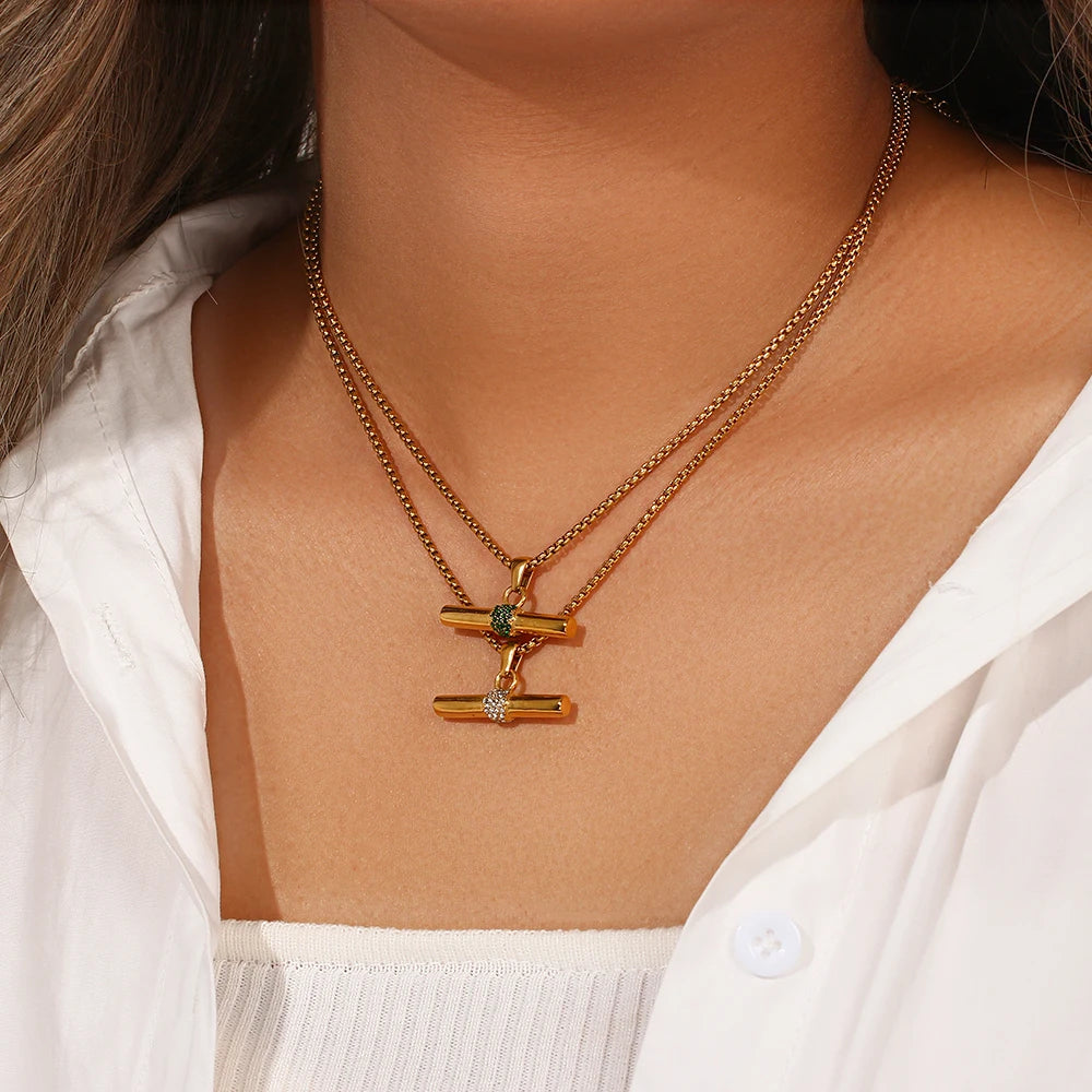 The Aurelia T - Bar Crystal Pendant Necklace by Vexa - necklace - Vexa