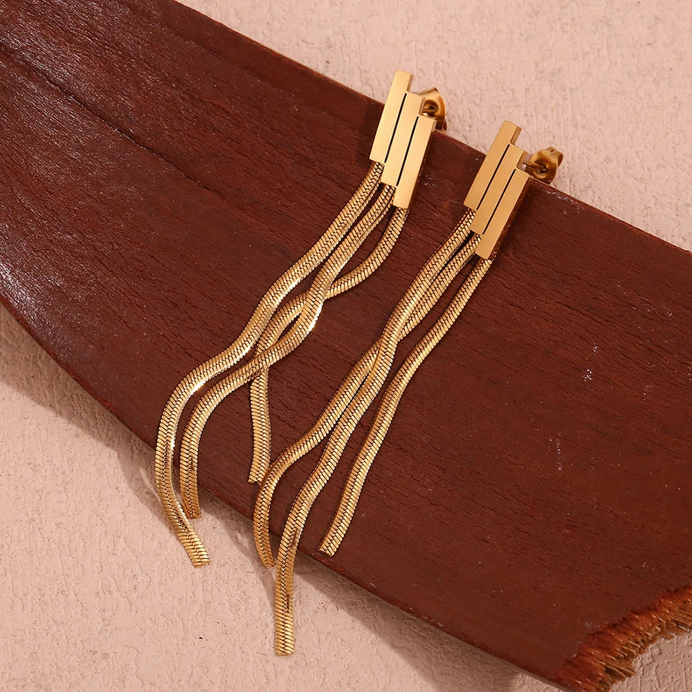The Golden Scala Staircase Tassel Earrings by Vexa - Earring - Vexa