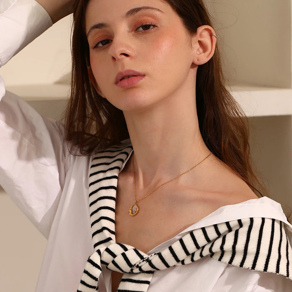 The Selene Celestial Moon Star Medallion by Vexa - necklace - Vexa