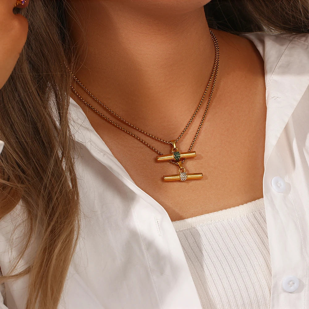 The Aurelia T - Bar Crystal Pendant Necklace by Vexa - necklace - Vexa