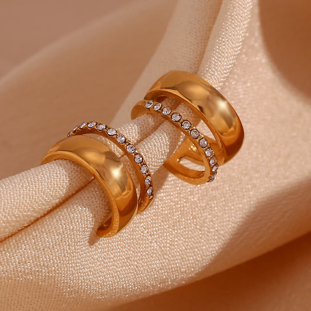 The Lyra Double - Band Crystal Ear Cuff by Vexa - Earring - Vexa