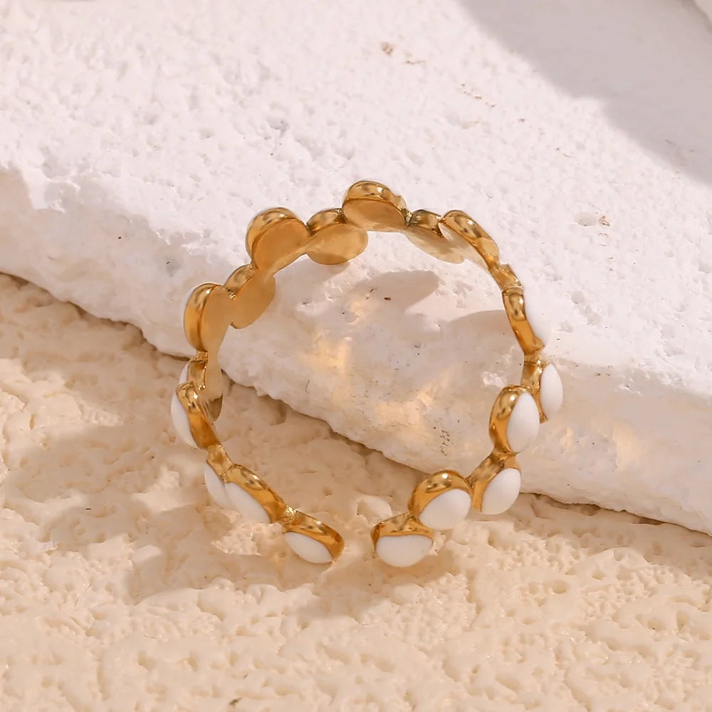 The Livia Enamel Double Row Oval Ring by Vexa - RING - Vexa