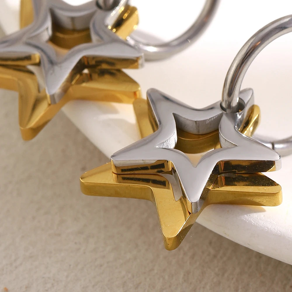 The Cosmos Two - Tone Geometric Hoop Earrings by Vexa - Earring - Vexa