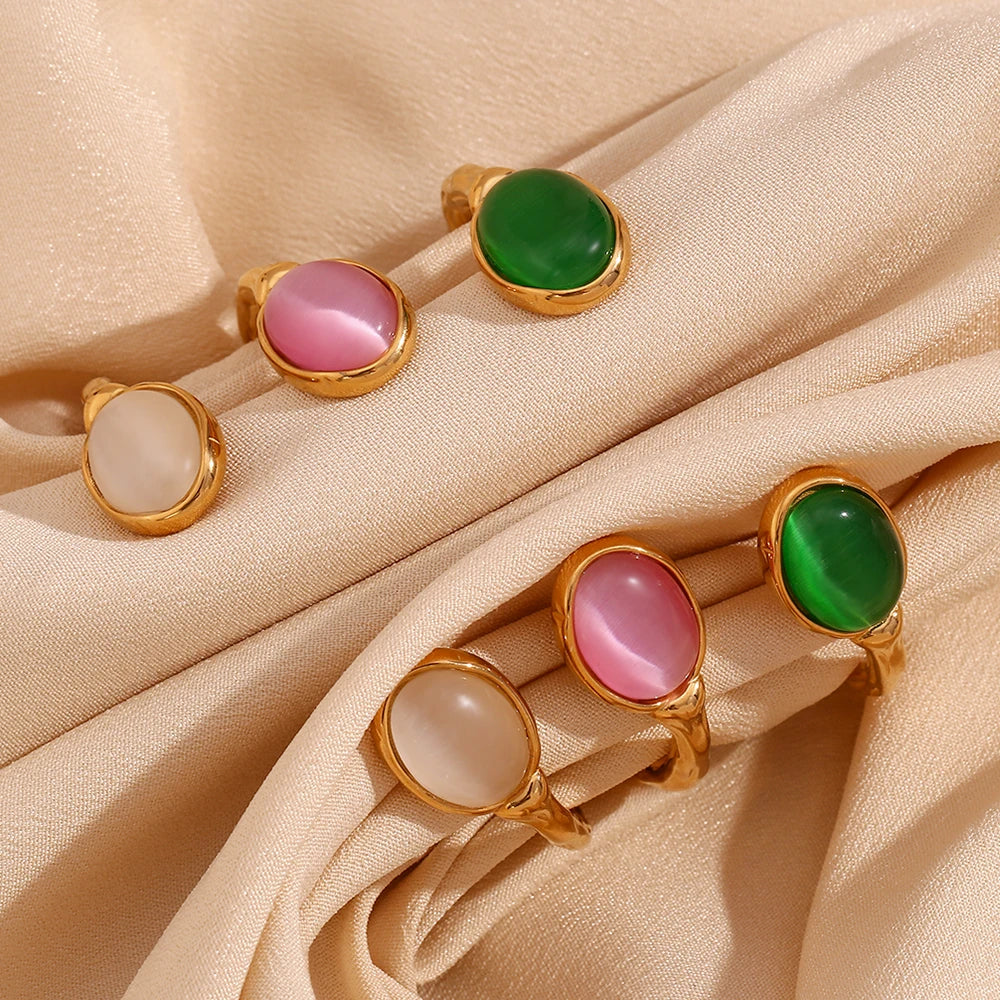 The Terra Natural Stone Open Cuff Bracelet by Vexa - Bracelet - Vexa