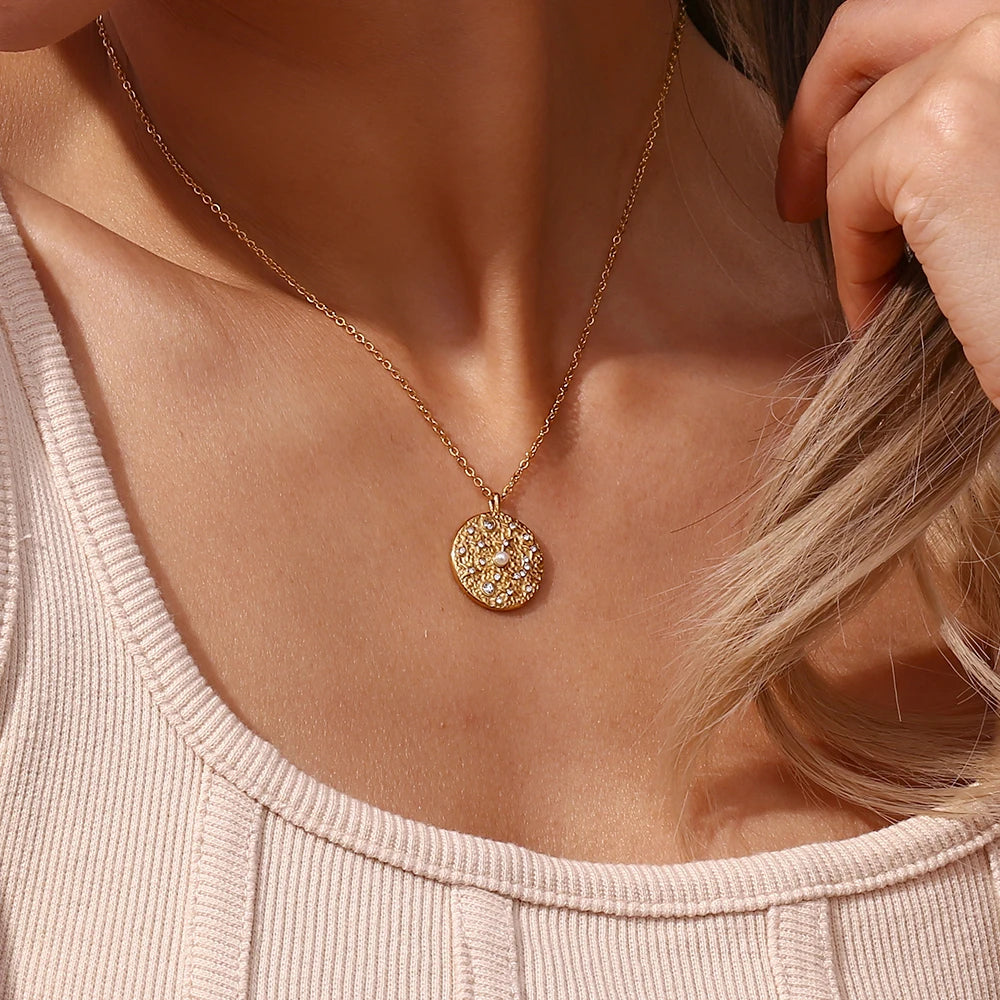 The Celestial Pearl Coin Necklace by Vexa - necklace - Vexa