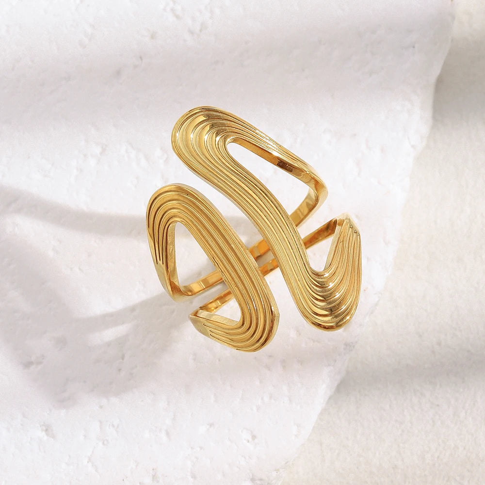 The Cleo Geometric Line Opening Ring by Vexa - RING - Vexa