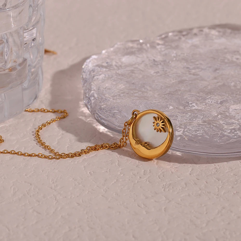 The Selene Celestial Moon Star Medallion by Vexa - necklace - Vexa