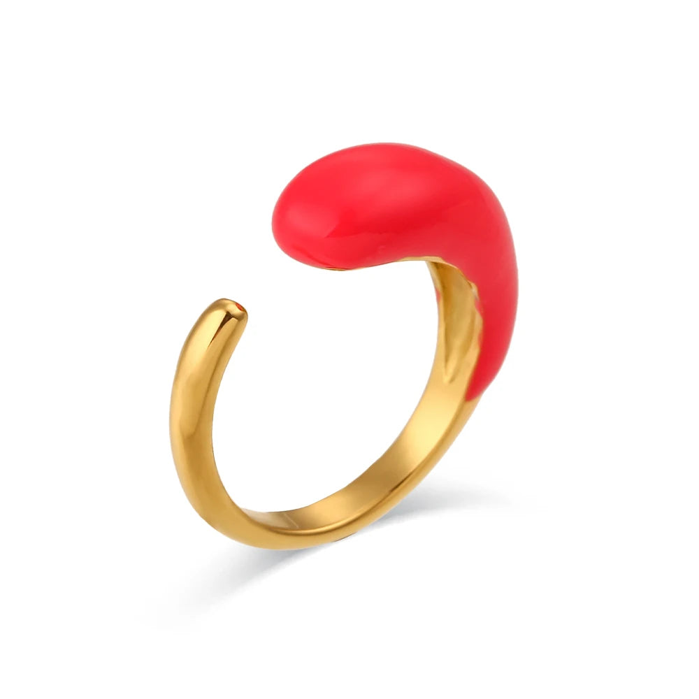 The Chroma Teardrop Enamel Ring by Vexa - RING - Vexa - Pink
