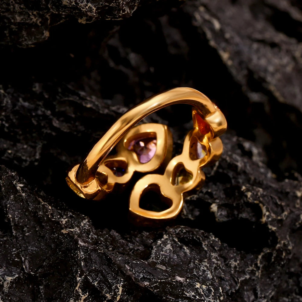The Valentina Multi - Color Zircon Heart Ring by Vexa - RING - Vexa