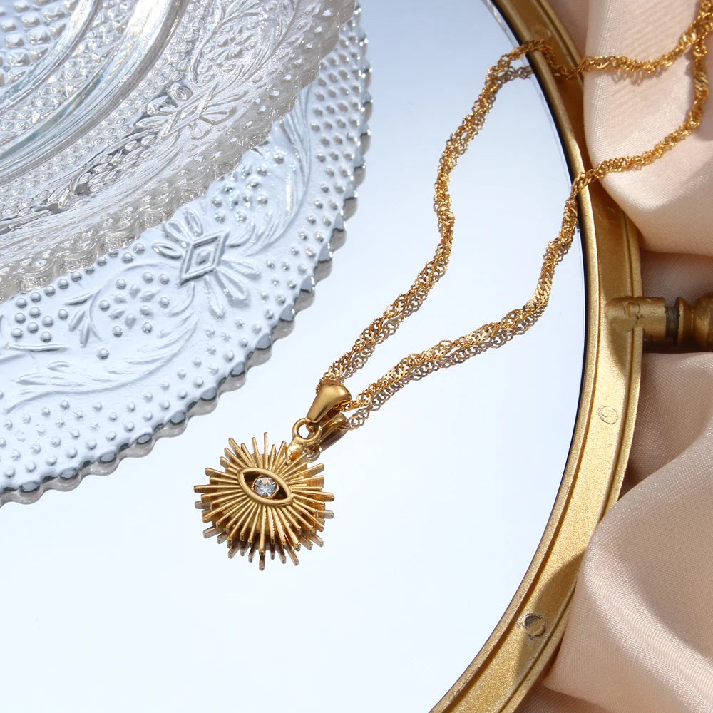 The Solara Sunburst Zircon Necklace by Vexa - necklace - Vexa