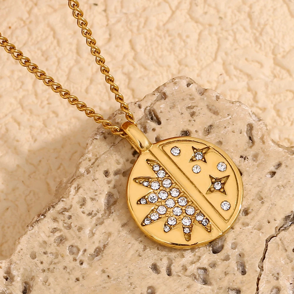 The Celestial Sun and Star Pendant Necklace by Vexa - necklace - Vexa