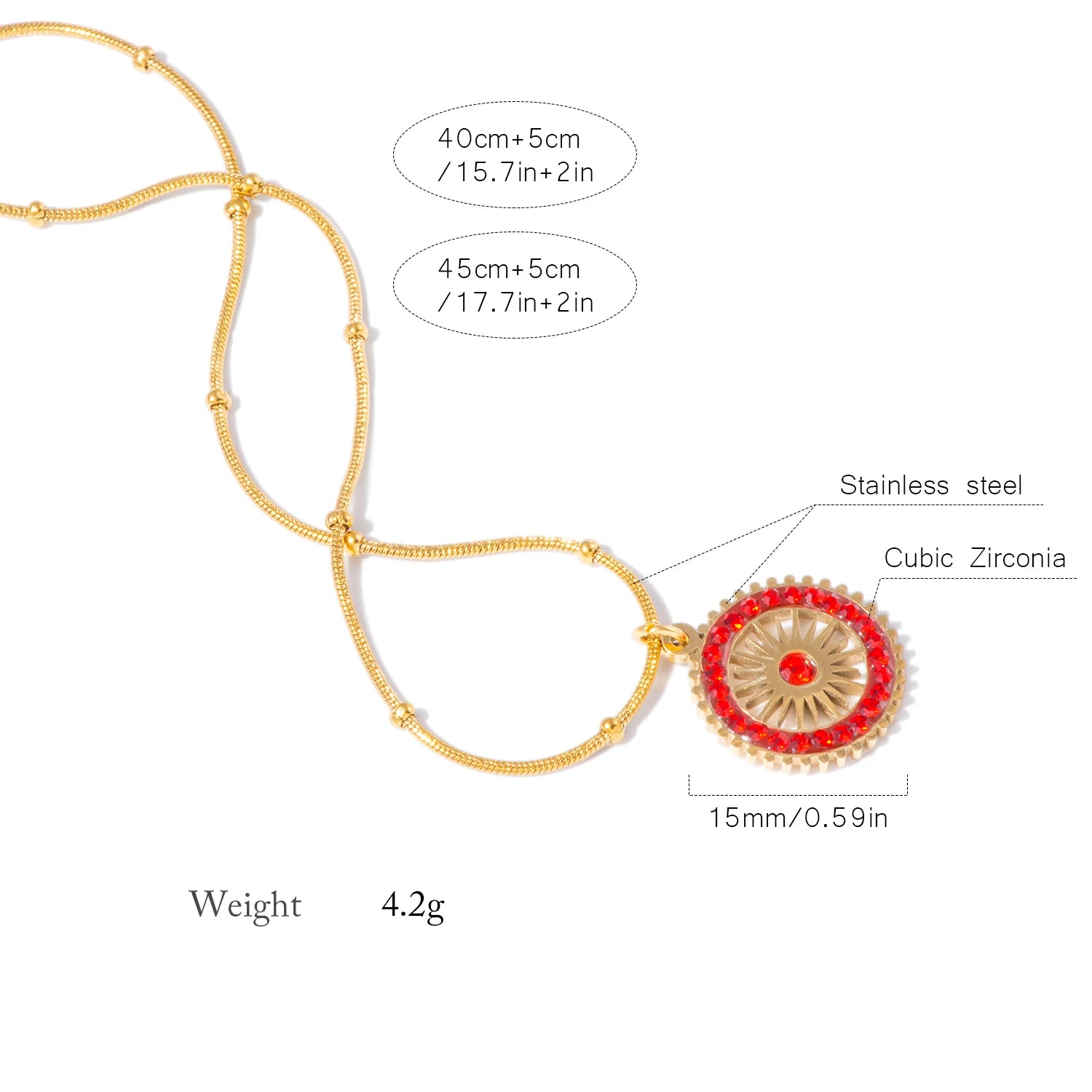 The Radiant Red CZ Circle Pendant Necklace by Vexa - necklace - Vexa
