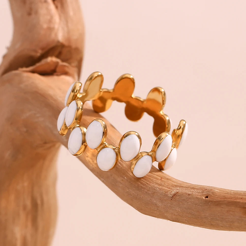 The Livia Enamel Double Row Oval Ring by Vexa - RING - Vexa