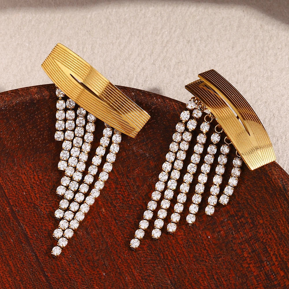 The Vivienne Cubic Zirconia Tassel Earrings by Vexa - Earring - Vexa
