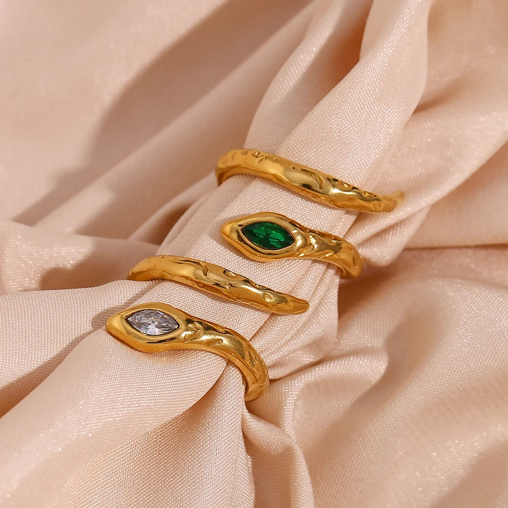 The Viper Gemstone Wrap Snake Ring by Vexa - RING - Vexa