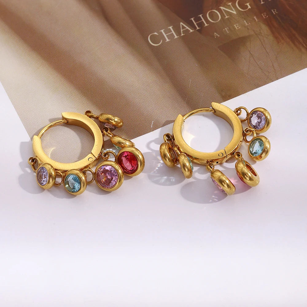 The Prism Zircon Charm Hoop Earrings by Vexa - Earring - Vexa