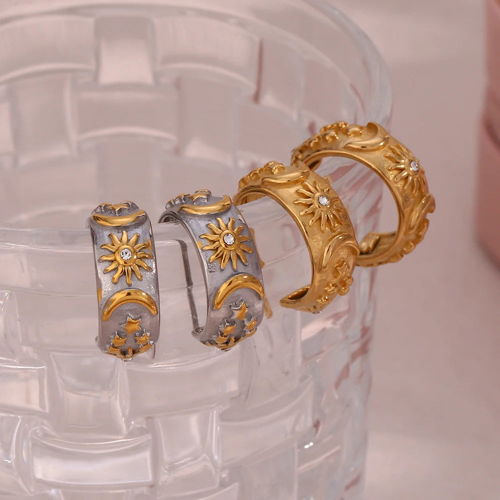 The Astra Celestial Chunky Hoop Earrings by Vexa - Earring - Vexa
