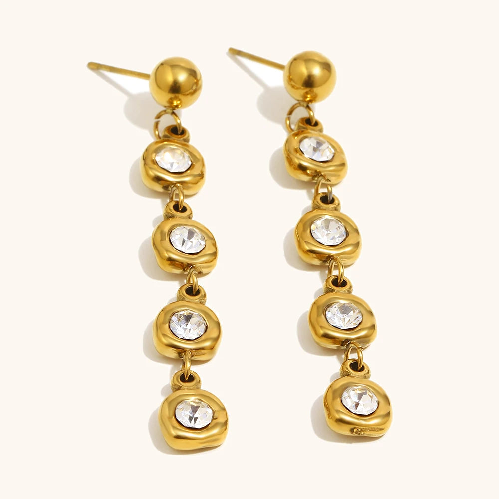 The Lyra Zircon Long Tassel Earrings by Vexa - Earring - Vexa