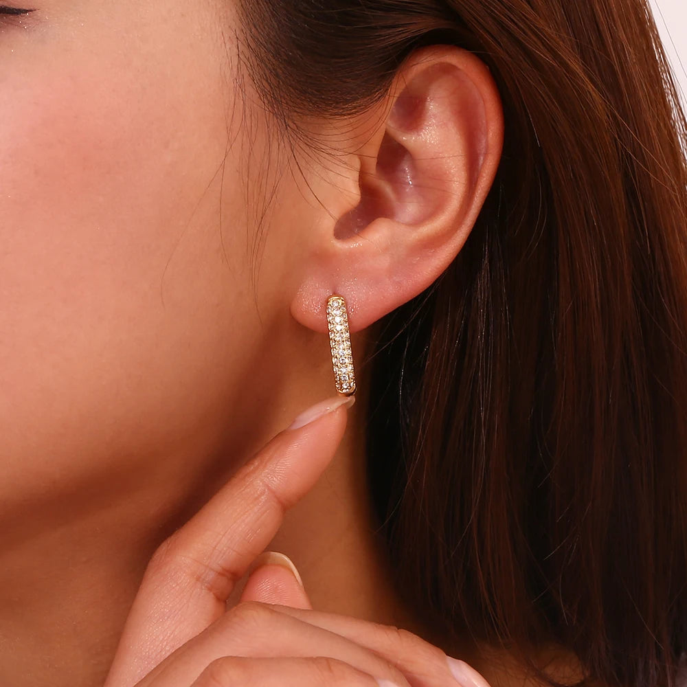 The Radiance Pave Rectangular Hoops by Vexa - Earring - Vexa