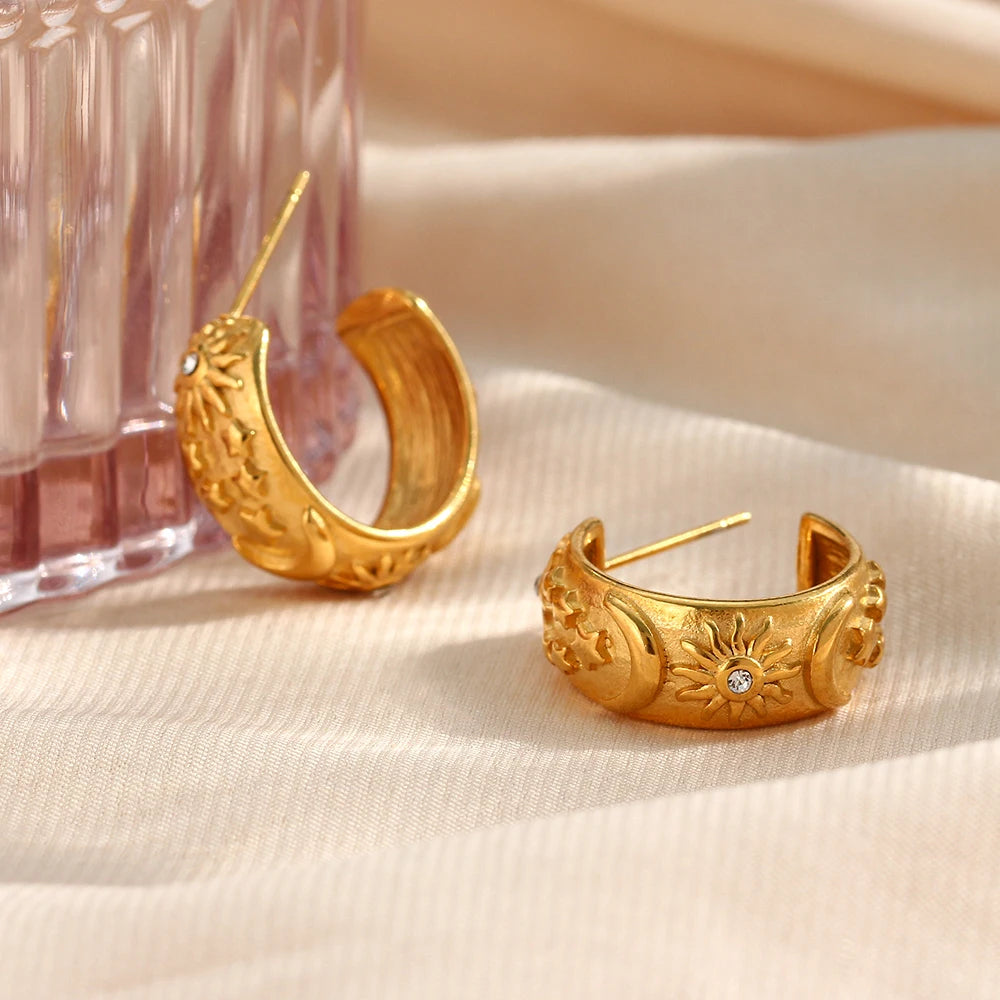 The Astra Celestial Chunky Hoop Earrings by Vexa - Earring - Vexa