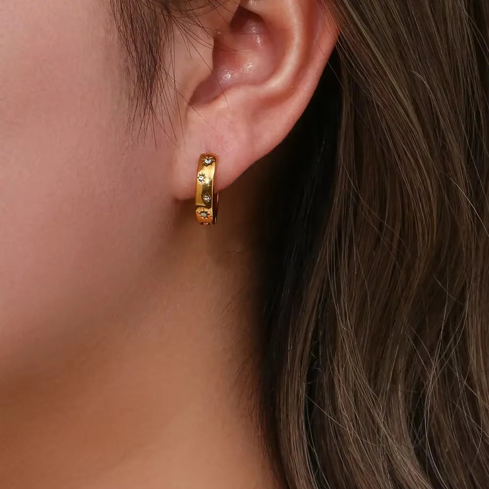 The Celeste Star Zircon Hoops by Vexa - Earring - Vexa