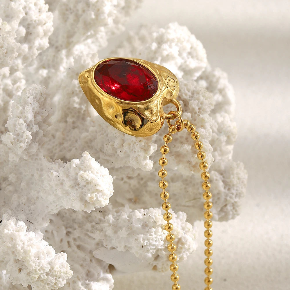 The Crimson Heart Shape Medallion Necklace by Vexa - necklace - Vexa