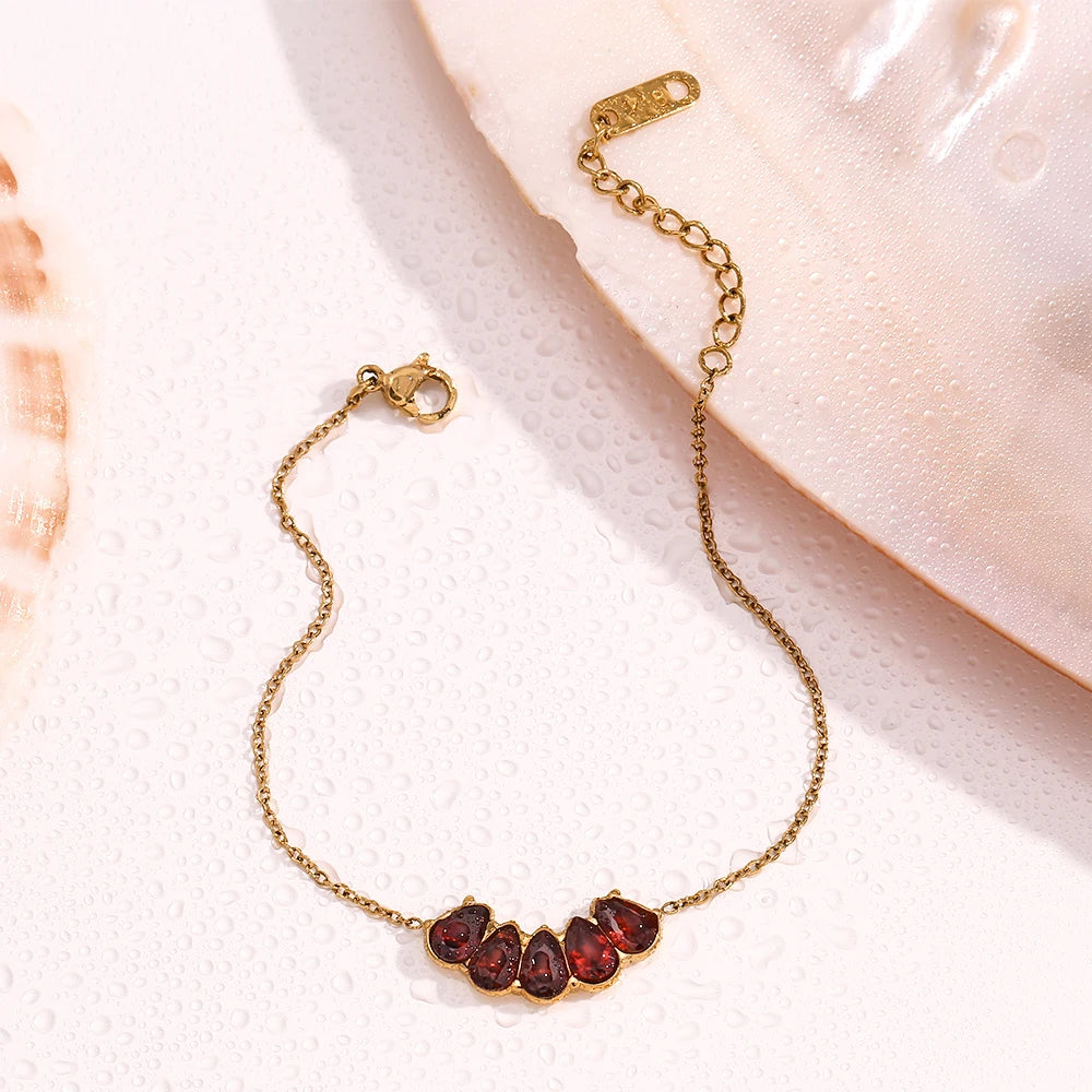 The Scarlet Drop Vintage Gold Bracelet by Vexa - Bracelet - Vexa