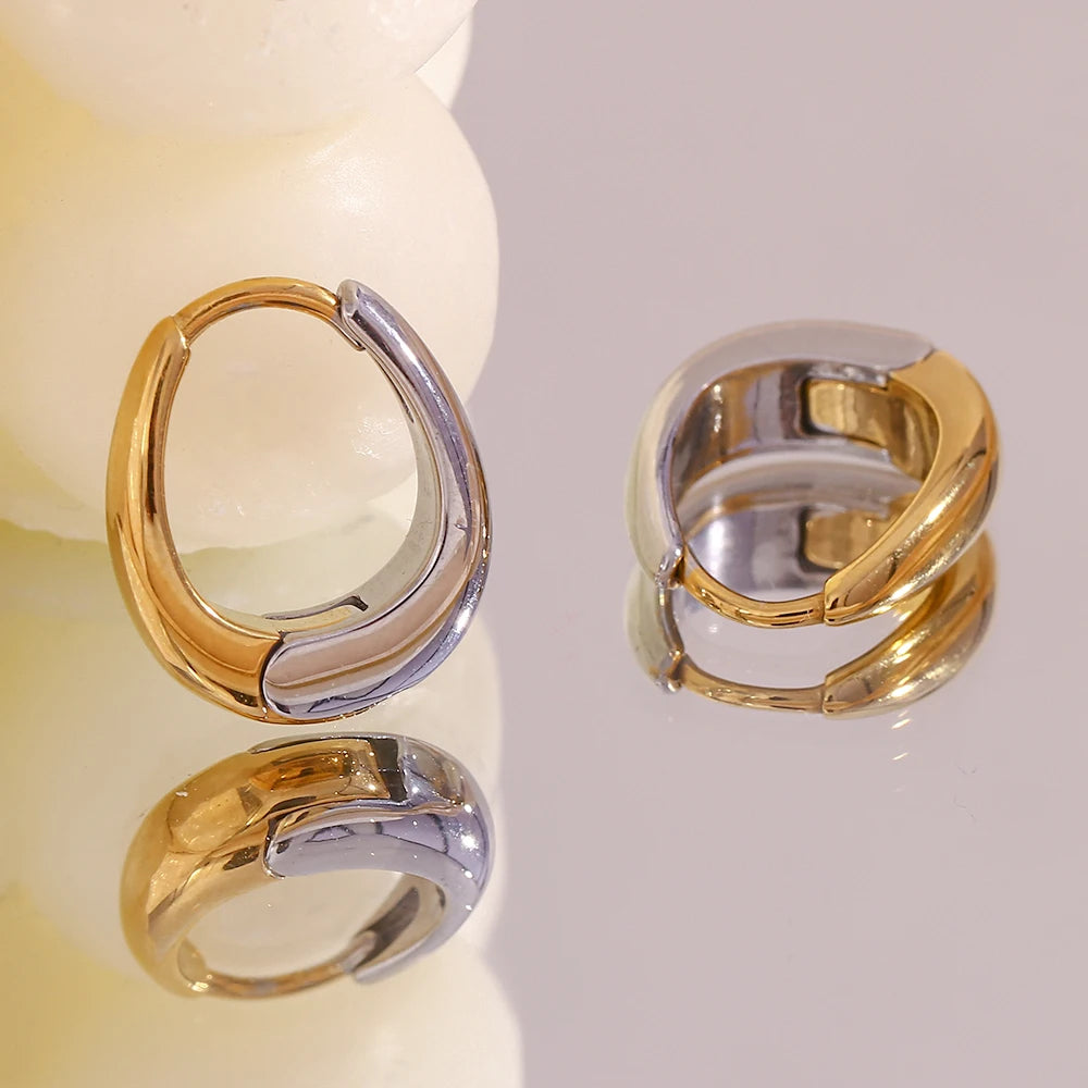 The Equinox Two - Tone Pear Hoop Earrings by Vexa - Earring - Vexa