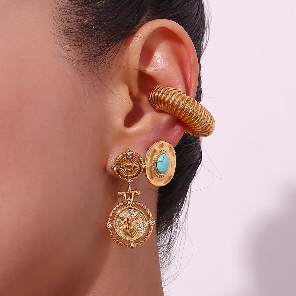 The Seraphina Angel Heart Coin Drop Earrings by Vexa - Earring - Vexa