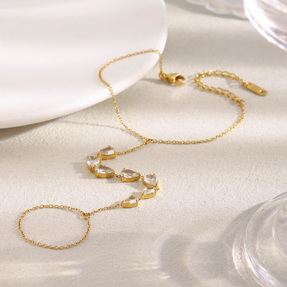 The Cascade Waterdrop Hand Chain by Vexa - Bracelet - Vexa