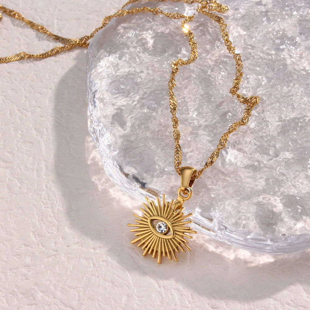 The Solara Sunburst Zircon Necklace by Vexa - necklace - Vexa