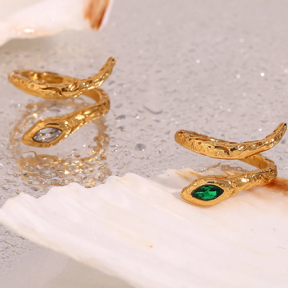 The Viper Gemstone Wrap Snake Ring by Vexa - RING - Vexa